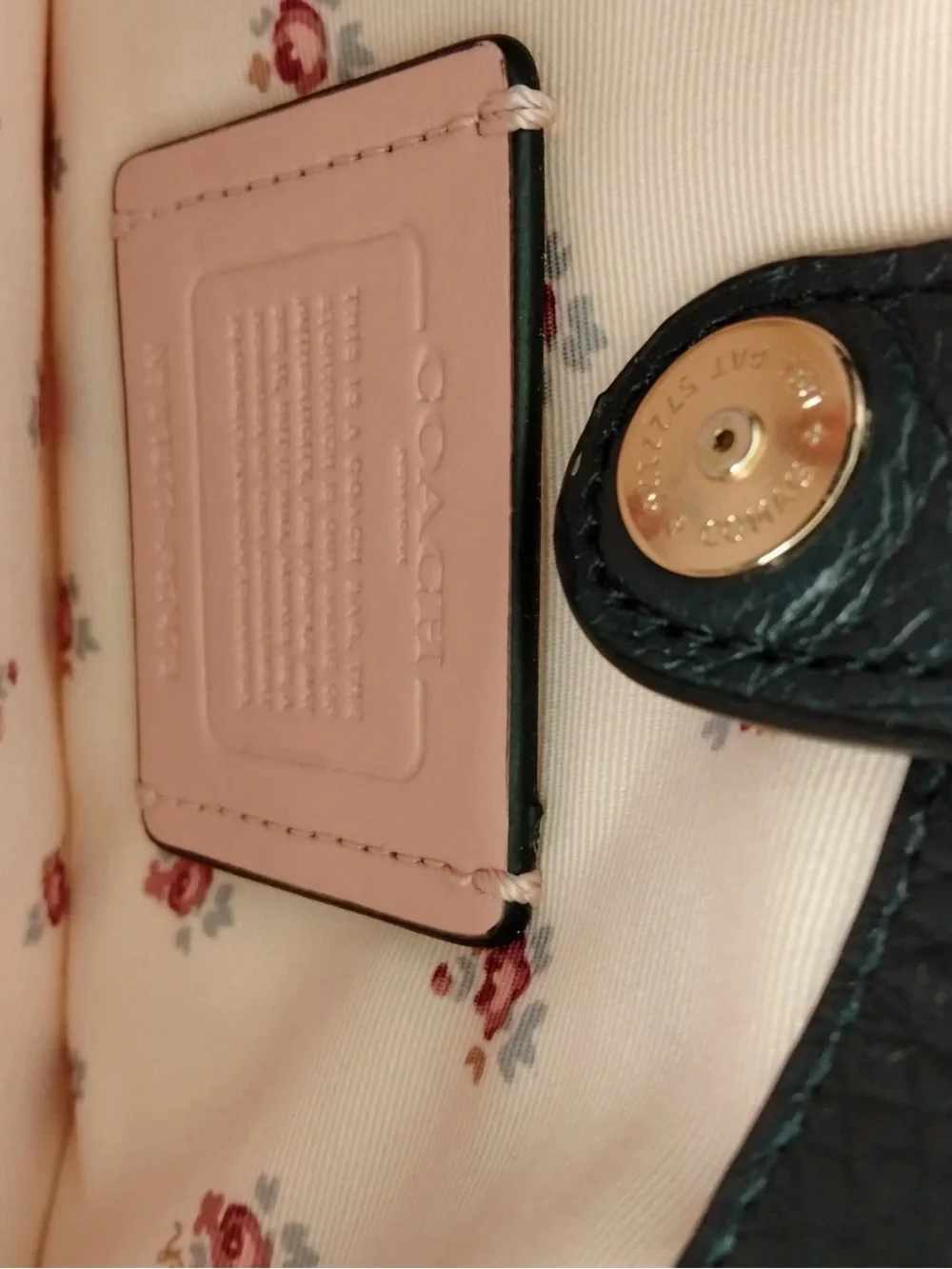 Coach Blue Denim Satchel with Navy Leather Trim and Pink Strap